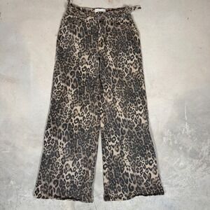 Dakota Blue Leopard Print Wide Leg Jeans Womens Size 5/27 High Rise Animal Print